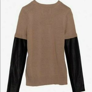 Aiko Tops - AIKO sabine leather sleeve, cotton/cashmere blend Aiko Tops - AIKO sabine leather sleeve, cotton/cashmere blend